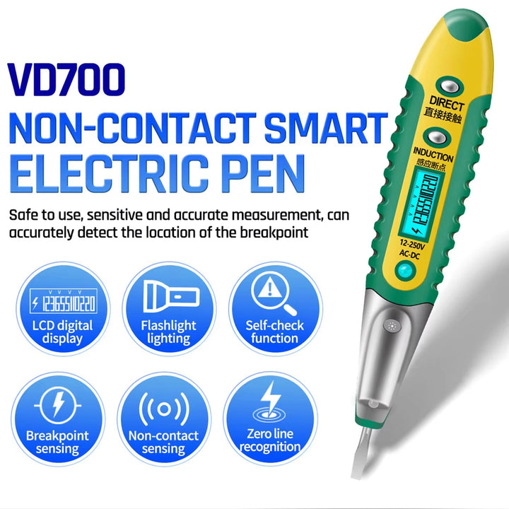Digital Display Multifunctional Non-contact Test Pencil AC/DC 12-250V