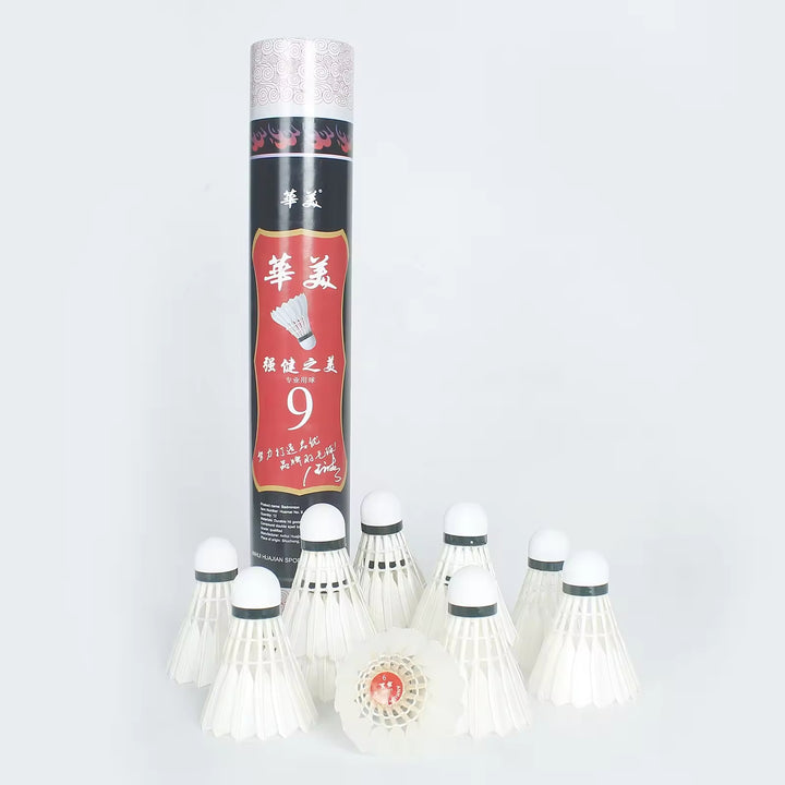 HUAMEI 12 PCS No.9 High Quality Goose Feather Badminton Shuttlecock