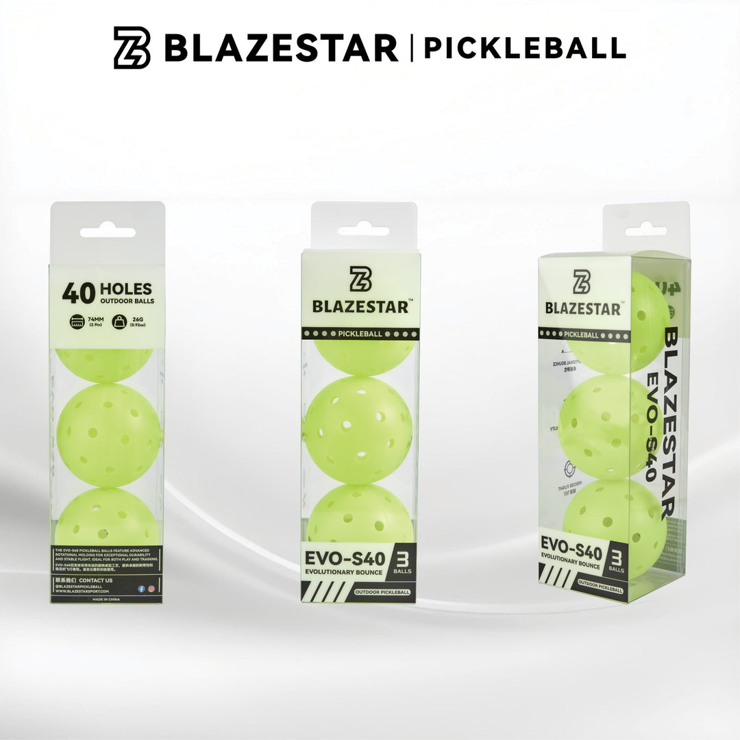 BLAZESTAR 3 Pcs Professiona Pickleball  Rotomolded Matte Yellow ,Tournament Outdoor 40-Hole