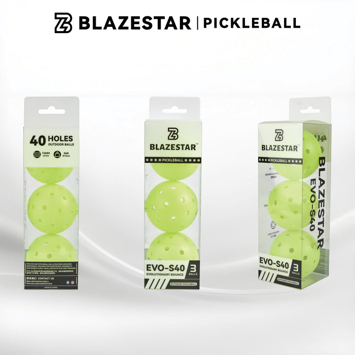 BLAZESTAR 3 Pcs Professiona Pickleball  Rotomolded Matte Yellow ,Tournament Outdoor 40-Hole