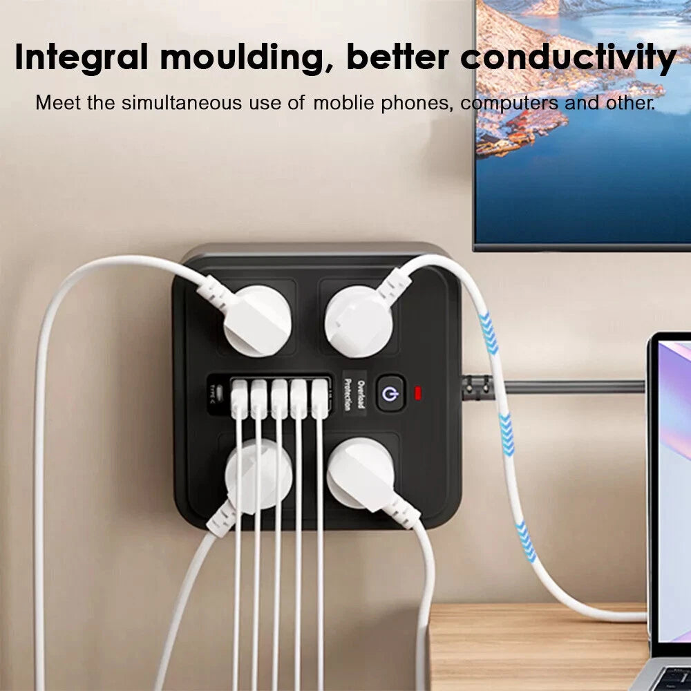 Surge Protector Power Strip – 4 Outlets, USB-A & USB-C Ports, Individual Switches