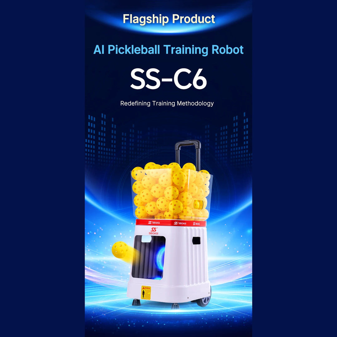 SIBOASI Pickleball Machine – Adjustable Speed & Spin, Portable Training Equipment, Model C6