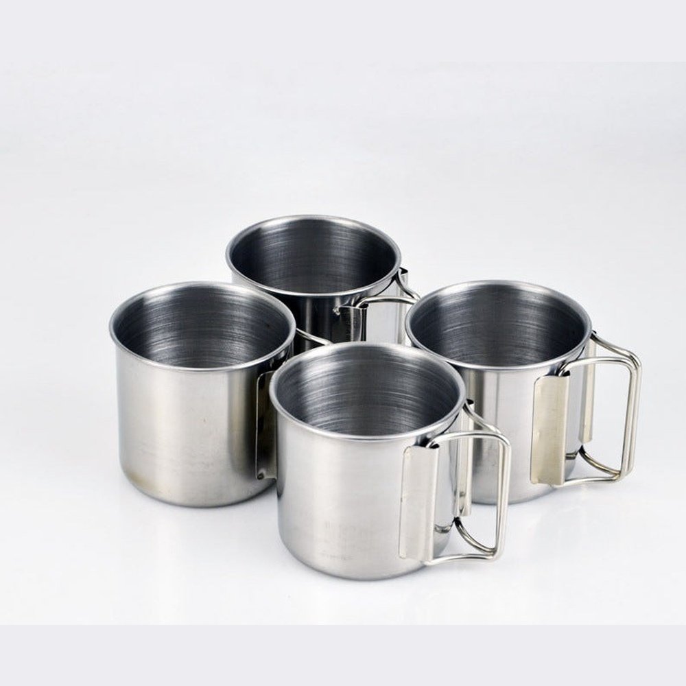 SPP 6 Pcs Stainless Steel Coffee Cup with Handle,200ml Coffee Drinking Metal Mug Cup
