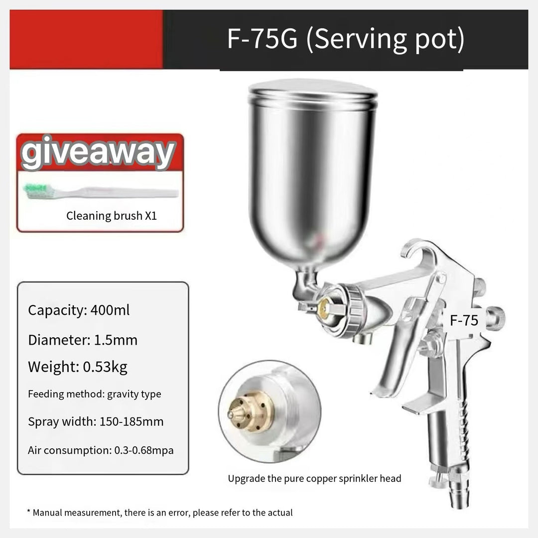 Pneumatic Paint Spray Gun – 400ml Top Cup, High Atomization, Model F75G