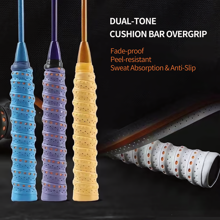 SPPHONEIX  Two Color Memory  EVA Keel Racket Grip Anti Slip Perforated Super Absorbent Tennis Overgrip Badminton Overgrip Pickleball Overgrip Various Sports Equipment Grip