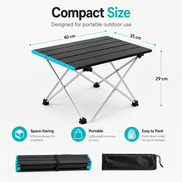 Portable Folding Camping Table, Lightweight Aluminum Roll‑Up Camp Table with Carry Bag, Small… – view 9