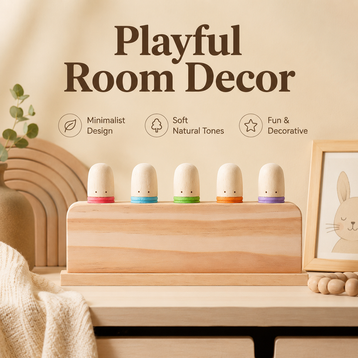 Wooden Pop‑Up Peg Montessori Toy, Fine Motor Skill Early Learning Sensory Toy for Toddlers