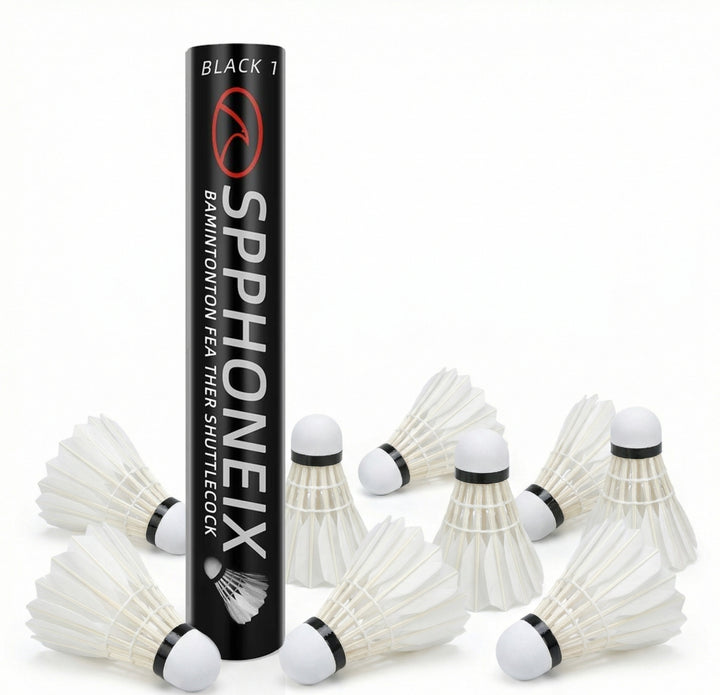 SPPHONEIX Black Badminton Shuttlecocks Gooes Feather 12PCS  (Tournament LEVEL)