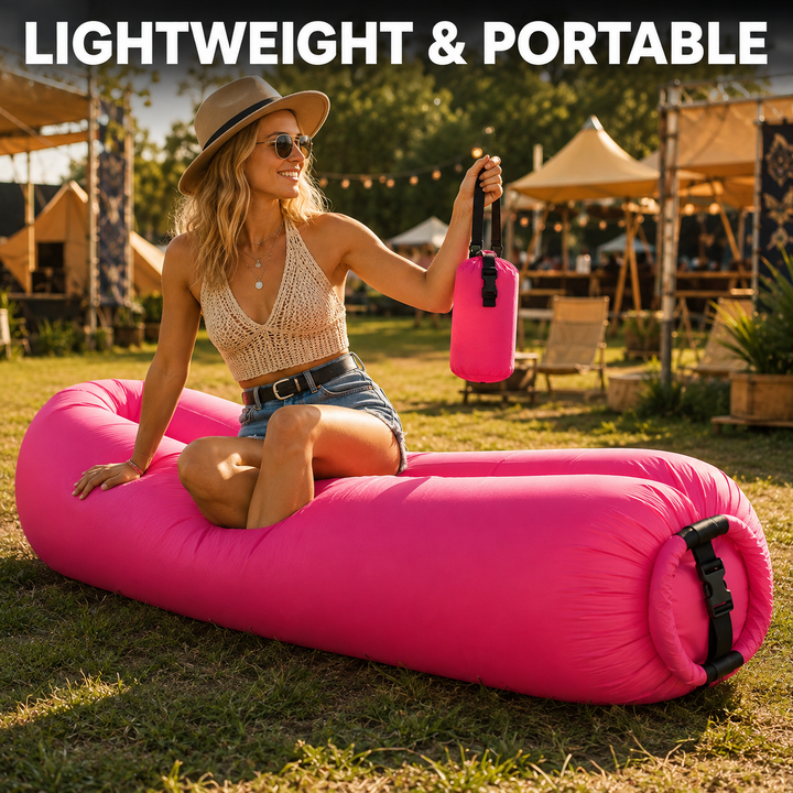 Portable Inflatable Air Sofa, No Pump Required Lightweight Air Lounger for Outdoor Camping Beach Park