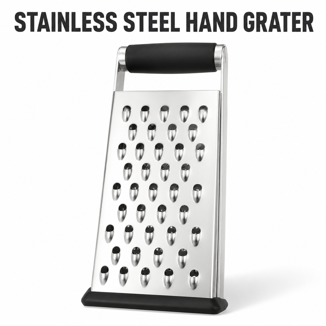 Handheld Stainless Steel Grater Non‑Slip Kitchen Shredder for Cheese &amp; Vegetables