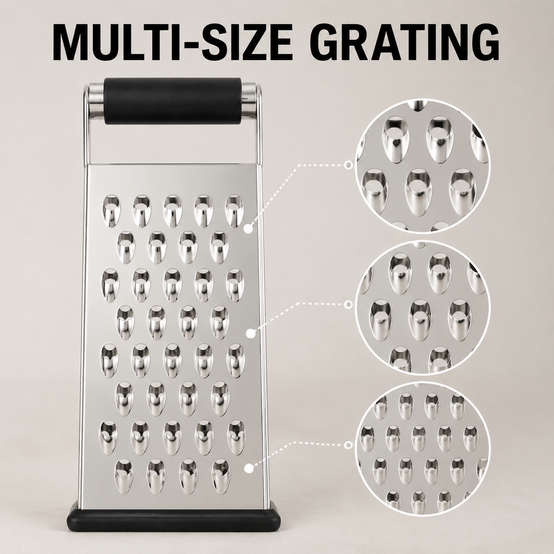 Handheld Stainless Steel Grater Non‑Slip Kitchen Shredder for Cheese &amp; Vegetables