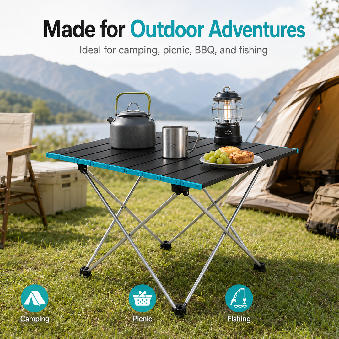 Portable Folding Camping Table, Lightweight Aluminum Roll‑Up Camp Table with Carry Bag, Small… – view 12