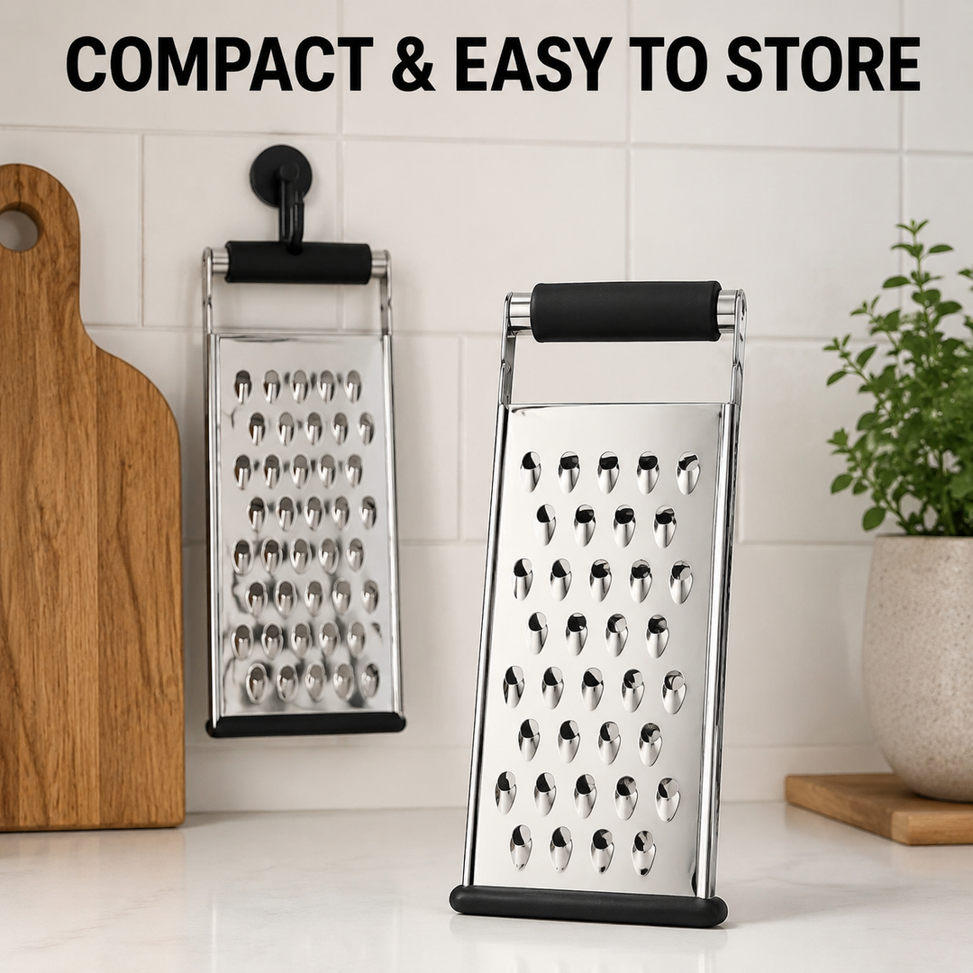 Handheld Stainless Steel Grater Non‑Slip Kitchen Shredder for Cheese &amp; Vegetables