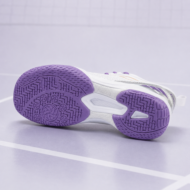 Kawasaki K1B51-B3326 White Purple badminton shoes non-marking purple outsole grip detail