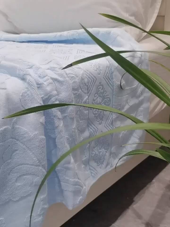 Cotton Terry Blanket – 100% Cotton, Lightweight, Breathable, Soft Summer Throw for Single Use
