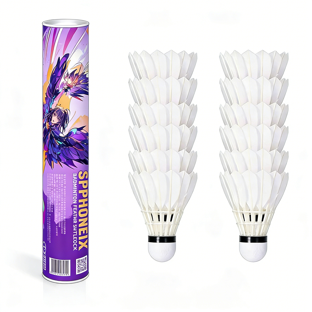 SPPHONEIX Purple Badminton Shuttlecocks Goose Feather Speed 78（Tournament LEVEL）