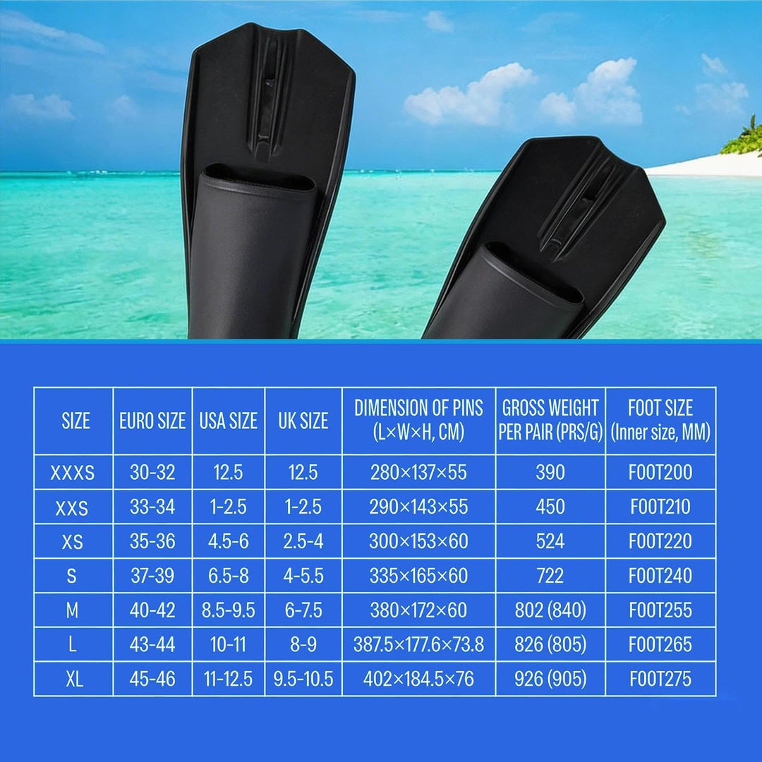 SPP Premium Short Black Swimming Flippers, Snorkeling Diving Training Fins for Adult Children F635 – view 2