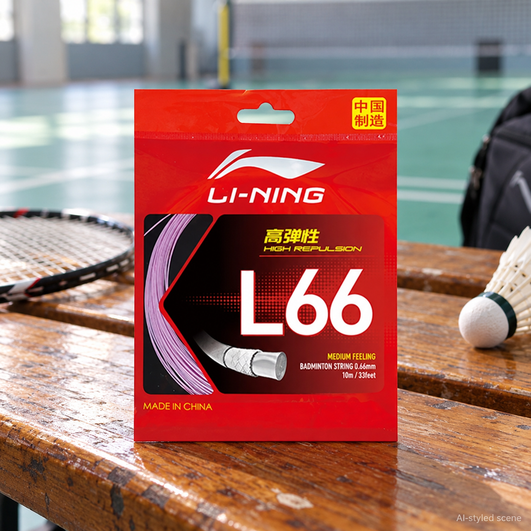 Li-Ning L66 Badminton String - 0.66 mm - AI-styled court-side supplementary scene (20261022)