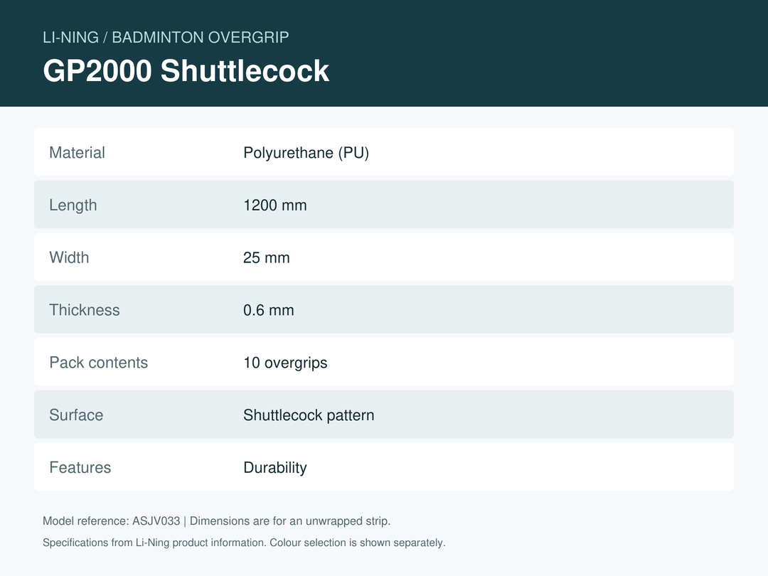 Li-Ning GP2000 Shuttlecock (ASJV033) - verified specifications and features