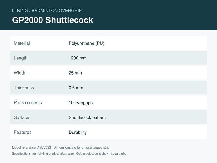 Li-Ning GP2000 Shuttlecock (ASJV033) - verified specifications and features