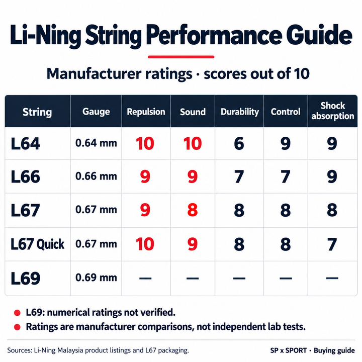 SP x SPORT - Li-Ning string performance comparison guide