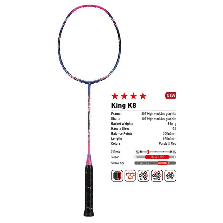 Kawasaki 4U KING  K8 Badminton Rackets 83g 30lbs with gift box