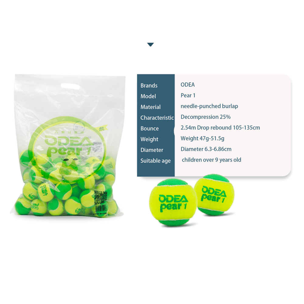 ODEA Stage 1 Green 1 PCS Children Beginners Tennis Balls Low Compression Slower Speed