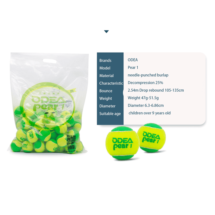 ODEA Stage 1 Green 1 PCS Children Beginners Tennis Balls Low Compression Slower Speed